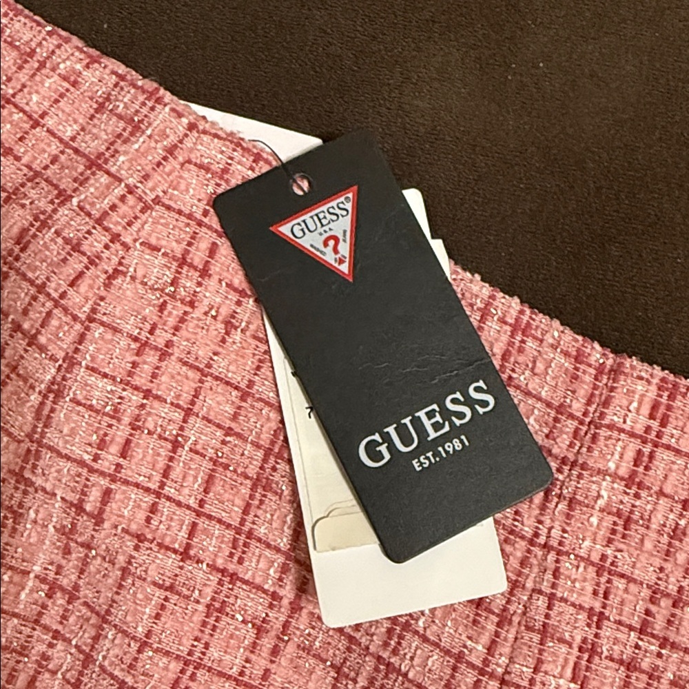 Gorgeous GUESS Women's Pink Mini Emma Tweed Skirt Brand New From Macys - Picture 16 of 17